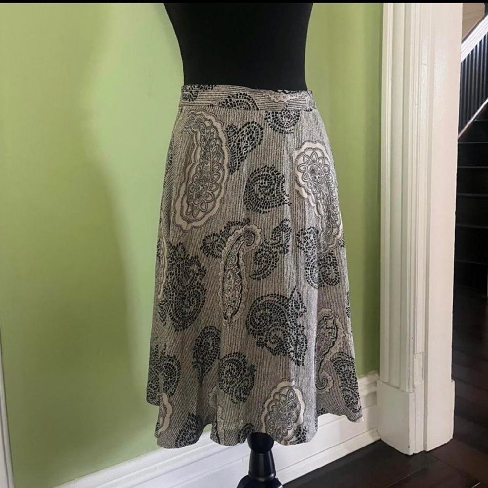 Vintage 90s whimsical grunge flowy paisley tan skirt